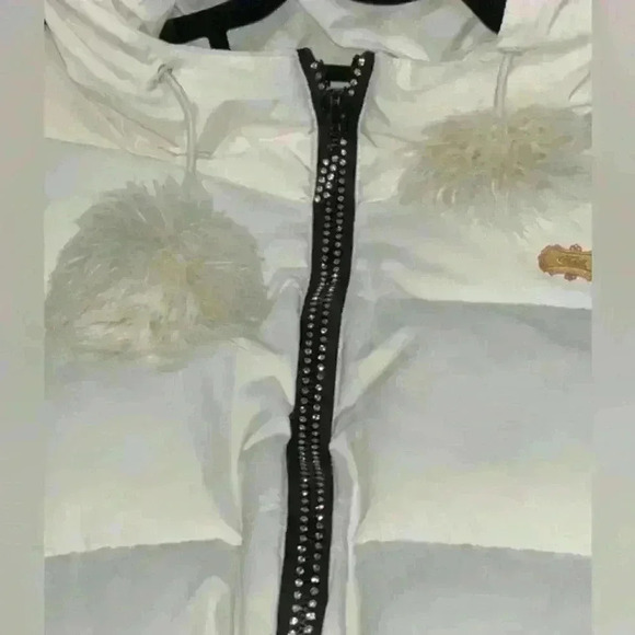 Fetish brand women’s puffer jacket, white with rabbit for accents - down filled! - Picture 1 of 8